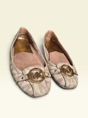 Michael Kors Taupe MK Logo Ballet Flats
